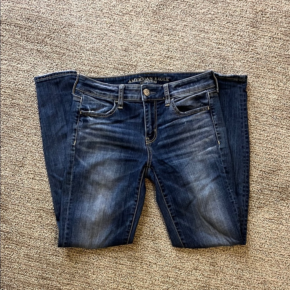 American Eagle Outfitters Blue Skinny Jeans with Vintage Wash